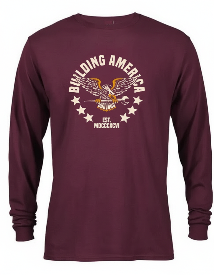 Ironworker Eagle Spud & Stars - Maroon - Long-sleeve