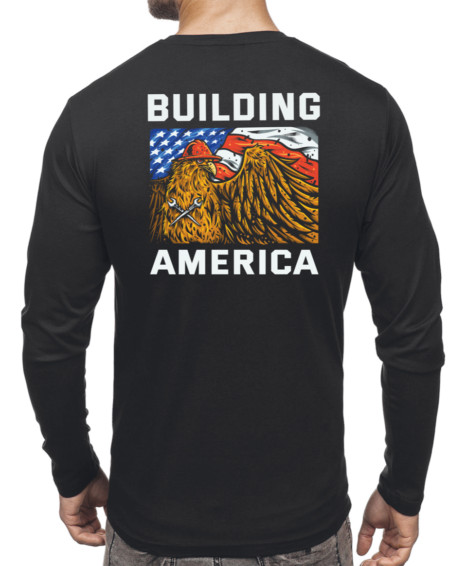 Building America - Eagle Flag - Black - Long Sleeve