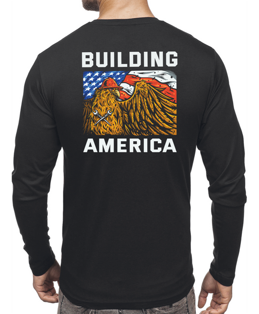 Building America - Eagle Flag - Black - Long Sleeve