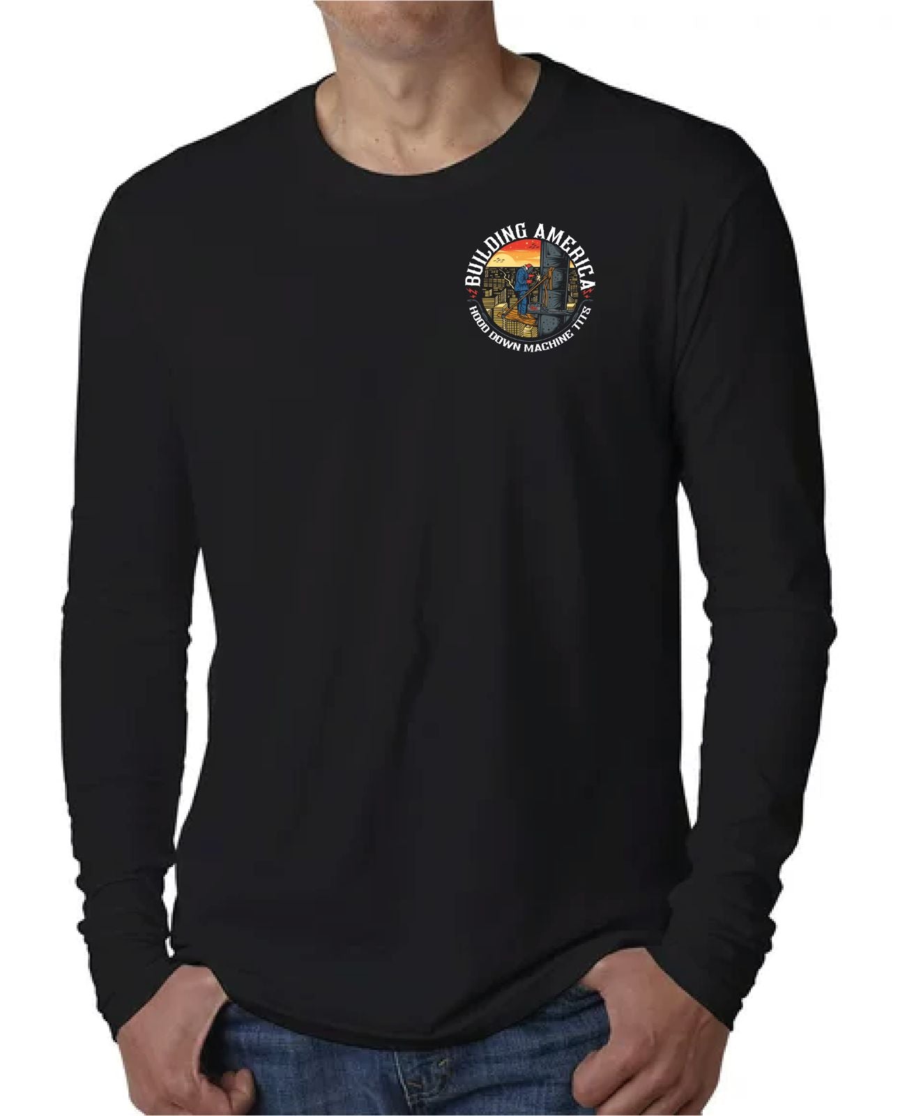 Hood Down Machine Titz - Black Long Sleeve