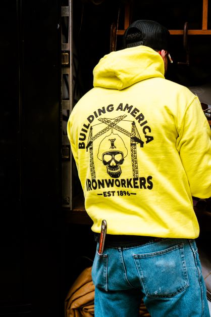 Ironworker Skull Crane - High Vis Yellow Hoodie