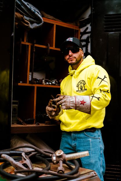 Ironworker Skull Crane - High Vis Yellow Hoodie