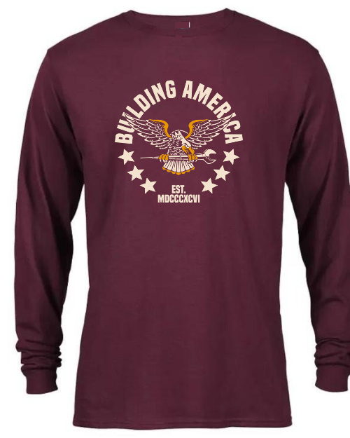 Ironworker Eagle Spud & Stars - Maroon - Long-sleeve