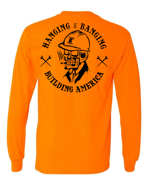 Ironworker Skull Stogie - Orange Long Sleeve