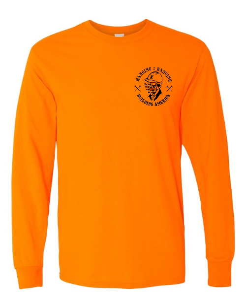 Ironworker Skull Stogie - Orange Long Sleeve