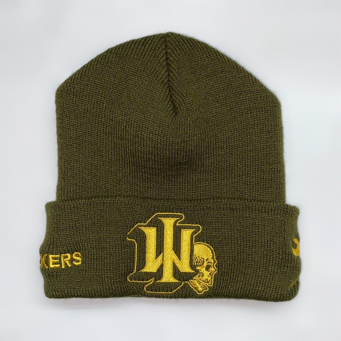 IW Skull - Olive Green - Ironworker Cuffed Beanie