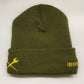 IW Skull - Olive Green - Ironworker Cuffed Beanie