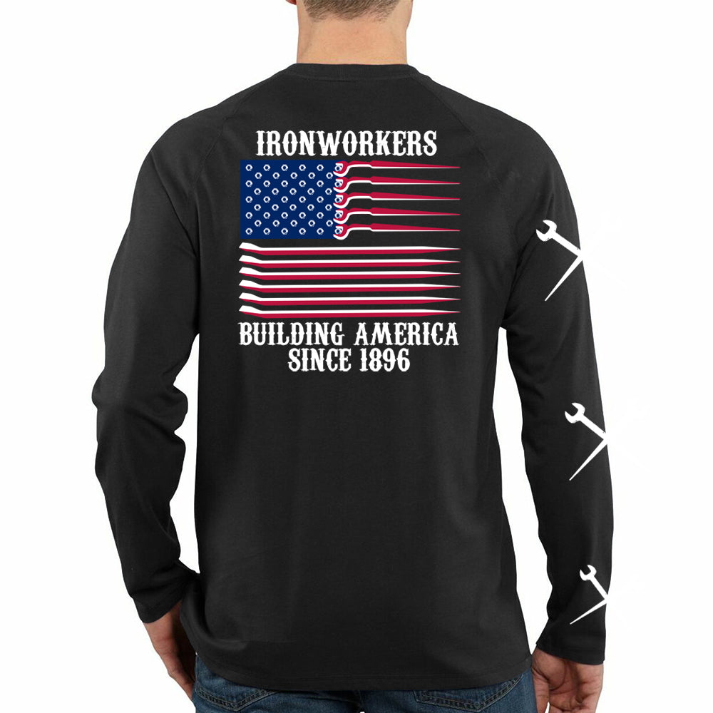 USA Flag- Black Long Sleeve T-shirt