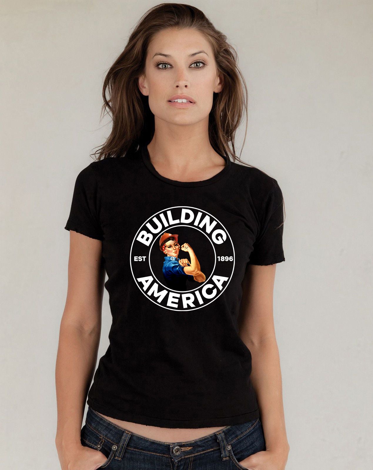 Rosie The Ironworker - Black Short Sleeve (Fitted T-Shirt)