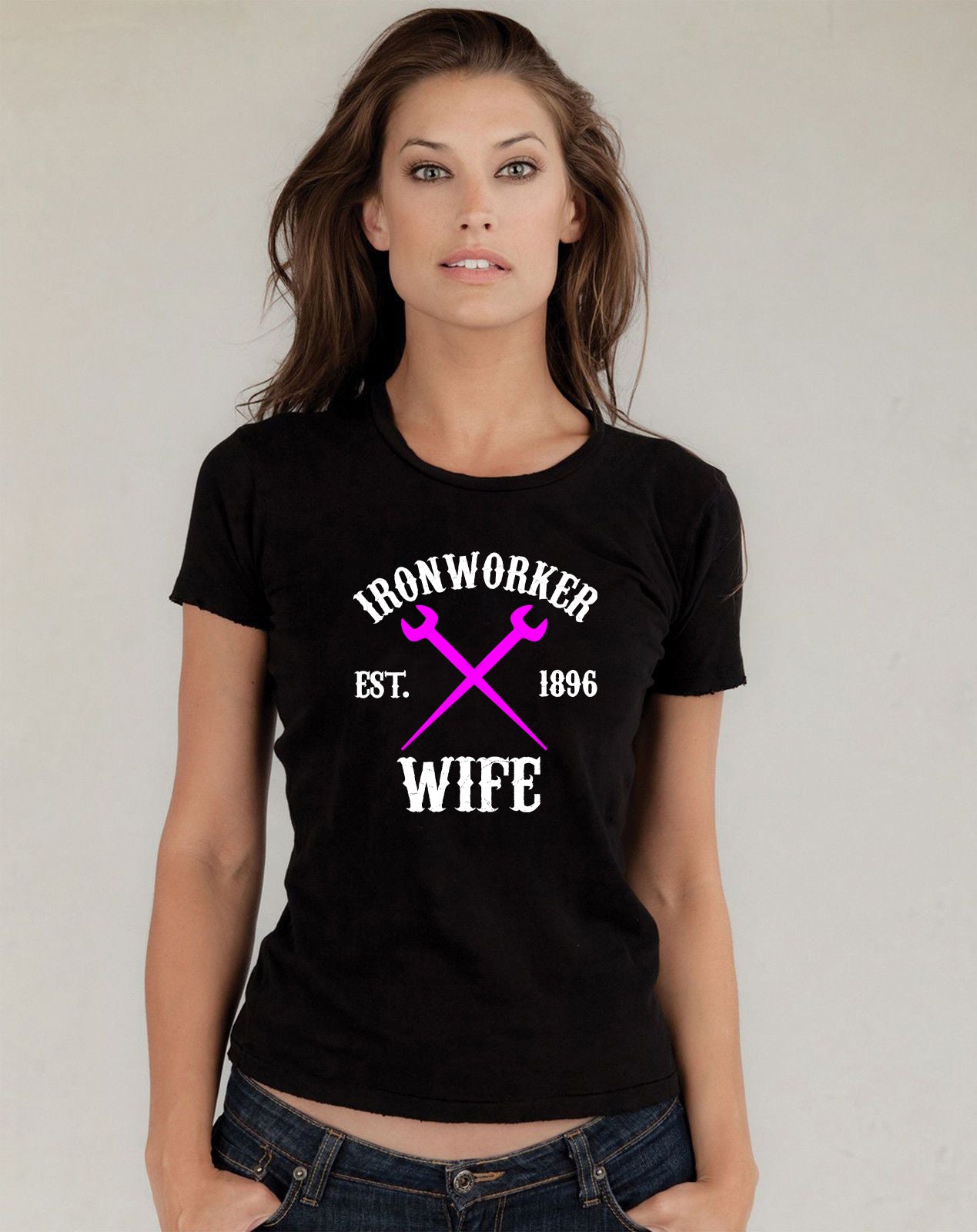Ironworker Wife - Pink Spuds - Black Short Sleeve (Women's Fitted T-Shirt)