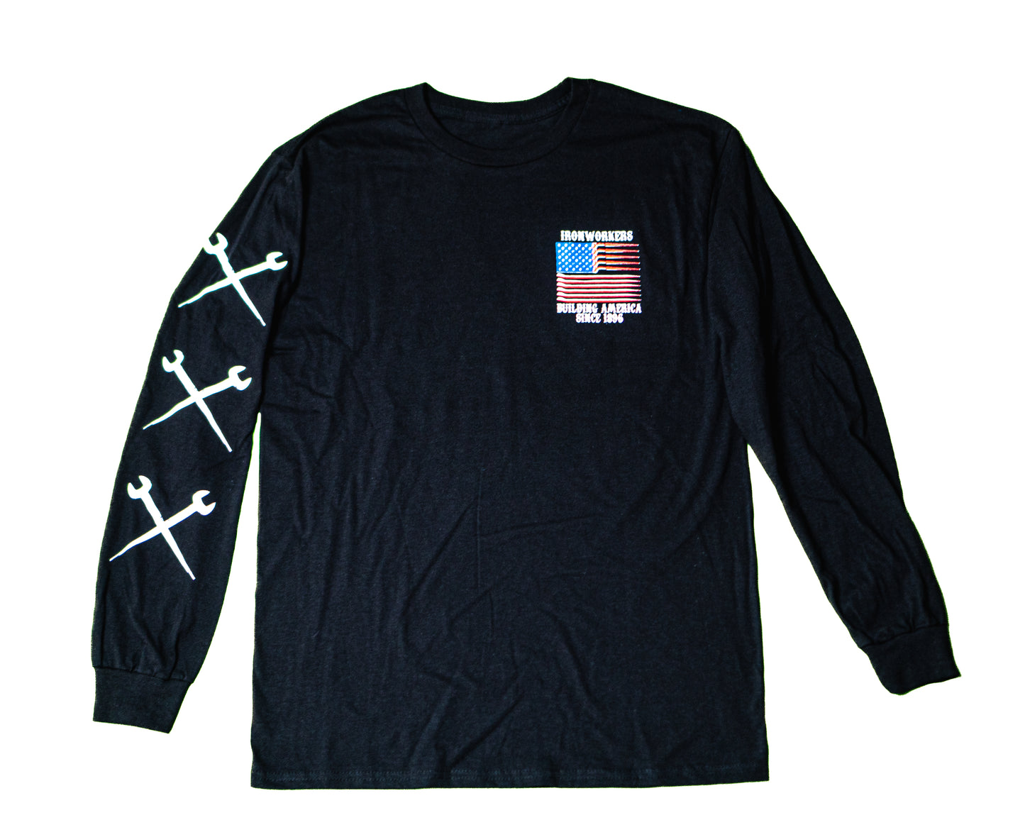 USA Flag- Black Long Sleeve T-shirt