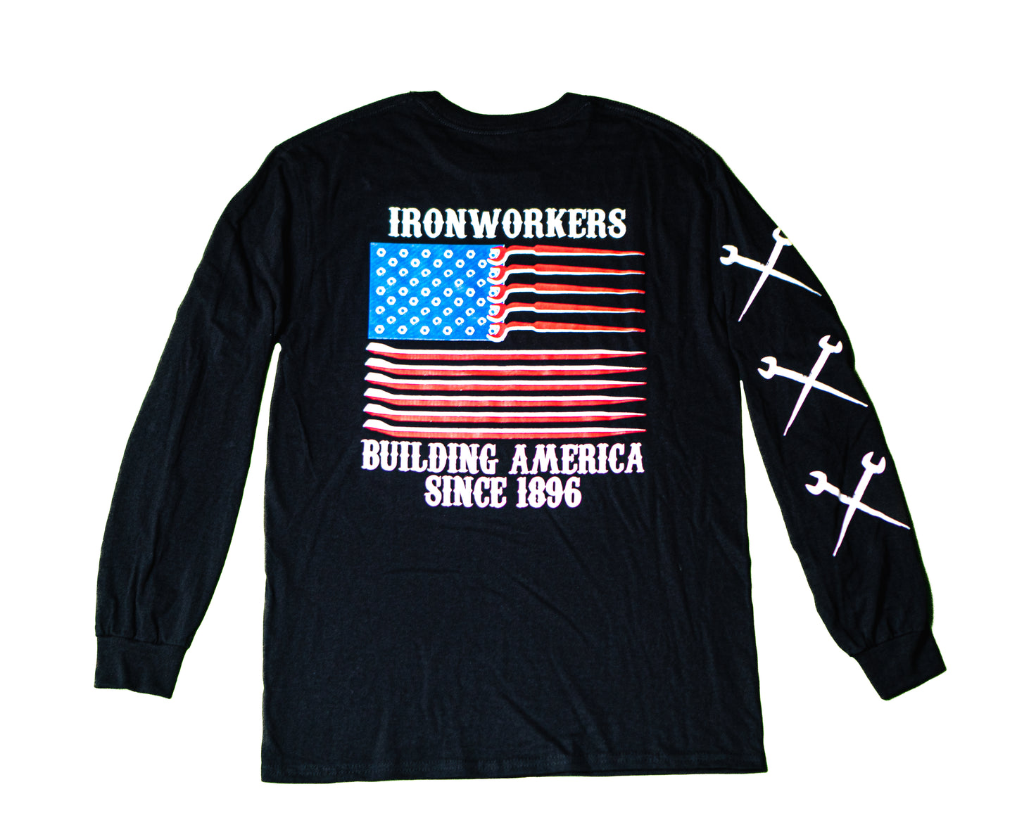 USA Flag- Black Long Sleeve T-shirt